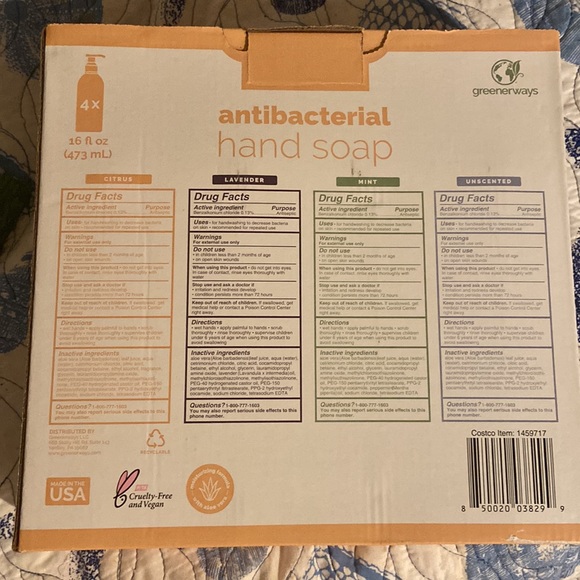 Antibacterial hand soap (Greenerways), 16 fl. oz,  set of 4 hand soap in one box - Picture 2 of 4